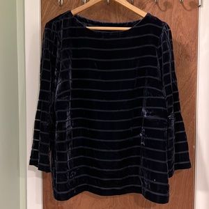 Joules Maude 3/4 Sleeve French Navy Velvet Top Size 12